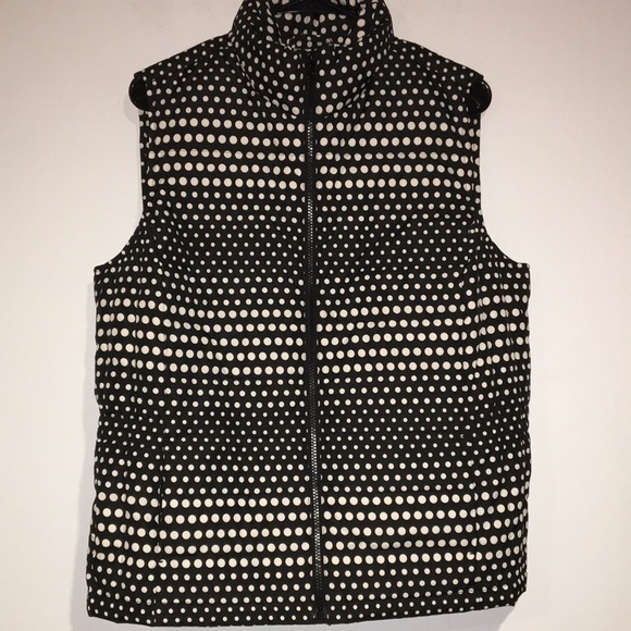 Talbots petite black and white polkadot downfield vest Size Large - Picture 1 of 5